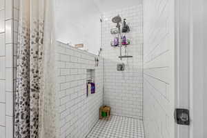 Bathroom with a stall shower