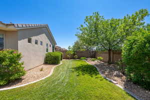 View of fenced backyard