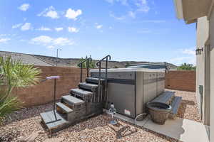 View of fenced backyard