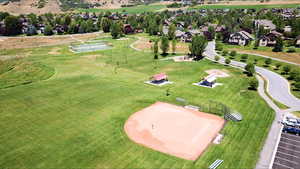 Aerial perspective of suburban area