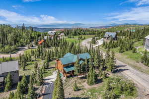 Aerial view of a mountain backdrop