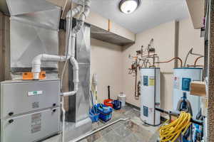 Utilities with electric water heater and heating unit