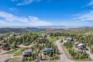 Aerial view of a mountainous background
