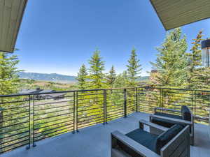 Balcony with a mountain view