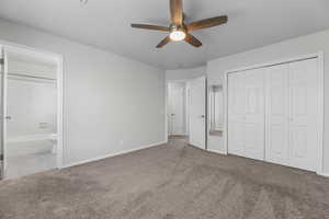 Primary Bedroom with Large Closet & New Ceiling Fan