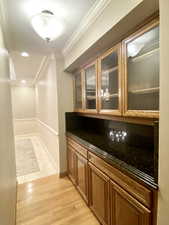 Butler's bar to formal dining room off the kitchen