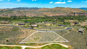 Aerial view of property's location featuring property parcel outlined and rural landscape
