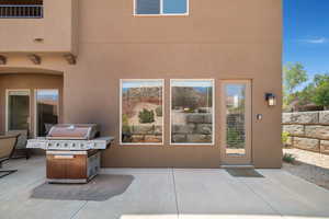 View of patio with area for grilling