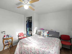 Bedroom 3 with carpet flooring and a ceiling fan