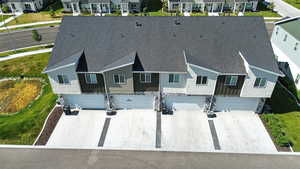 Aerial perspective of suburban area