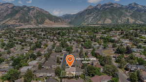 View of mountain background with nearby suburban area