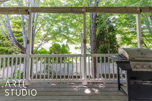 Deck featuring area for grilling