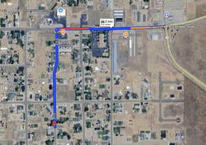 Aerial map of property and surrounding area with property parcel outlined