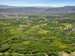 Drone / aerial view of a mountain backdrop