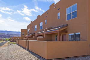 View of building exterior featuring a mountain view
