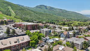 Bird's eye view of a mountain backdrop