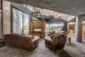Living room with stairs