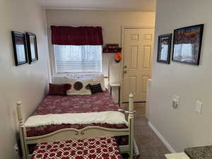 Bedroom with carpet floors