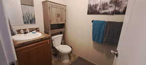 Bathroom with vanity and tile patterned floors