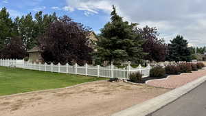 View of fenced front yard
