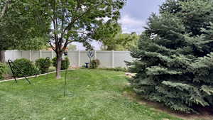 View of fenced backyard