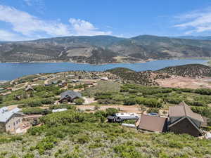 Drone / aerial view of a water and mountain view