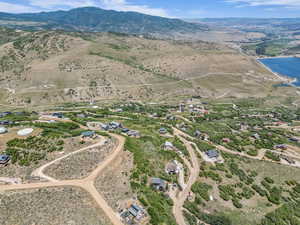 Aerial view of a water and mountain view