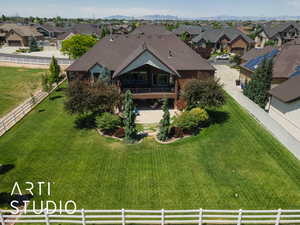 Aerial perspective of suburban area
