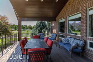 Deck with an outdoor hangout area