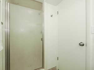 Bathroom with a shower stall