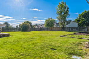 View of fenced backyard