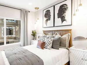 Bedroom featuring recessed lighting