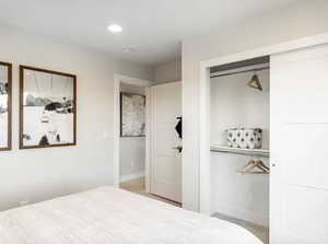 Bedroom featuring a closet and recessed lighting