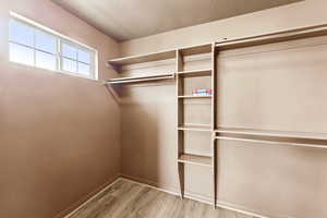 Spacious closet with wood finished floors