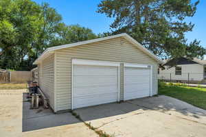 View of detached garage