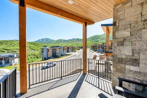 Balcony with a mountain view