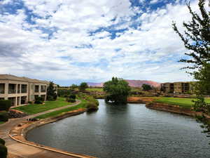 Water view with a mountainous background