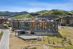 Drone / aerial view of a mountainous background