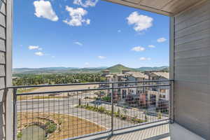 Balcony with a mountain view