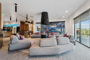 Living room with recessed lighting