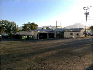 View of front of home featuring a mountain view