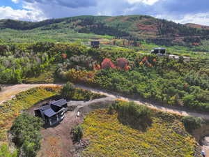 View of mountain background with a heavily wooded area