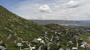 Drone / aerial view of a mountain backdrop