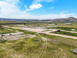Overview of rural landscape with mountains