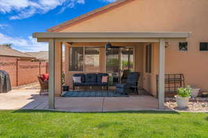 View of patio featuring an outdoor hangout area