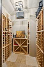 Wine cellar featuring a heating unit