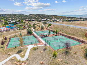 Bird's eye view of a mountain backdrop