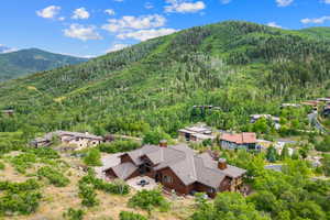 View of mountain backdrop with a heavily wooded area