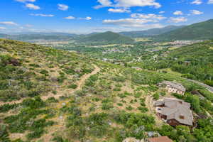 Aerial view of a mountainous background