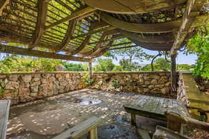 View of patio with a pergola